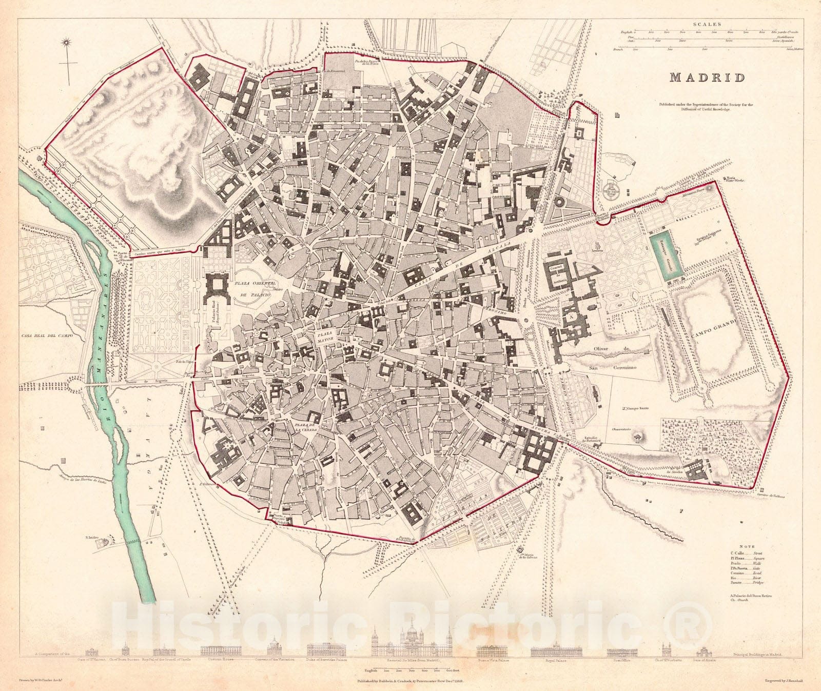 Historic Map : 1831 Madrid : Vintage Wall Art