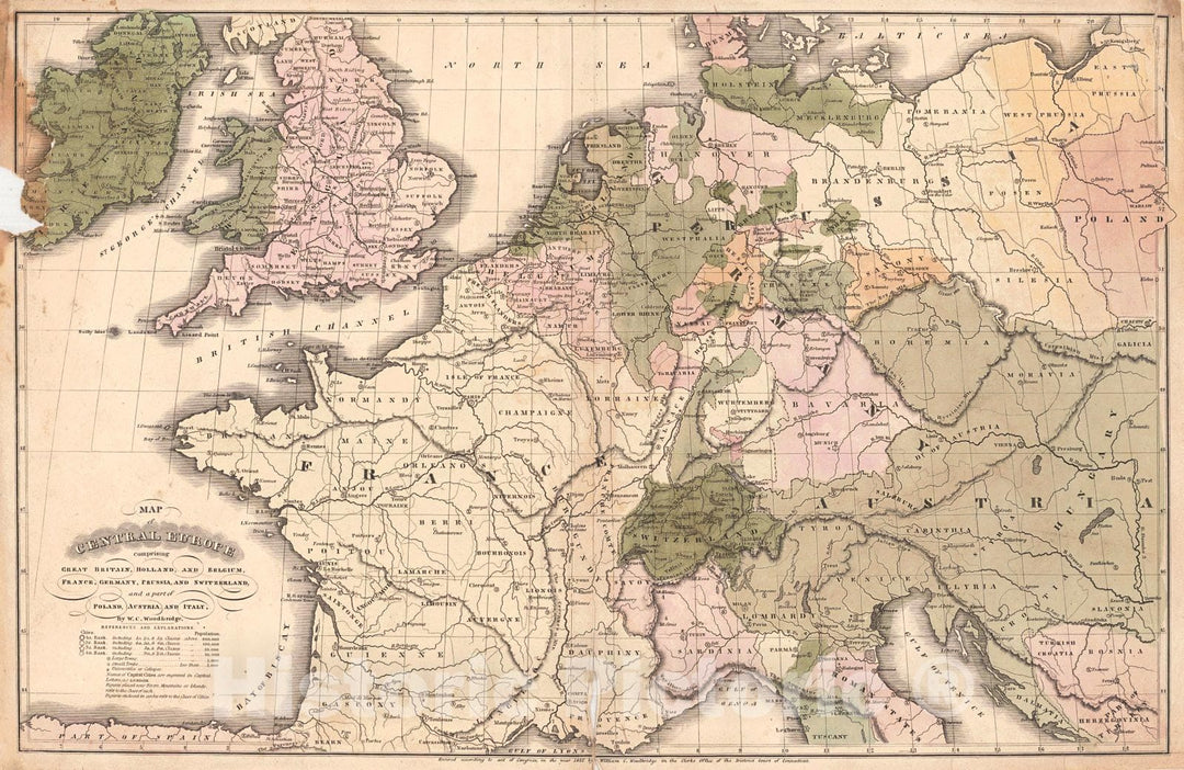 Historic Map : 1832 Map of Central Europe : Vintage Wall Art