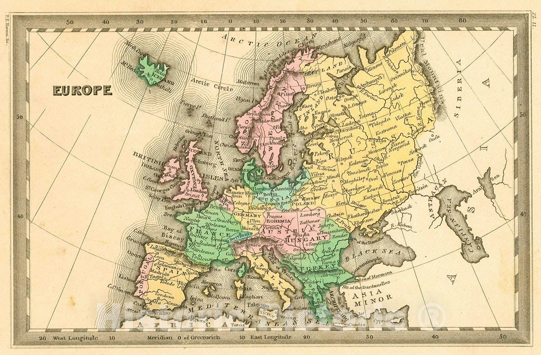 Historic Map : 1832 Europe : Vintage Wall Art