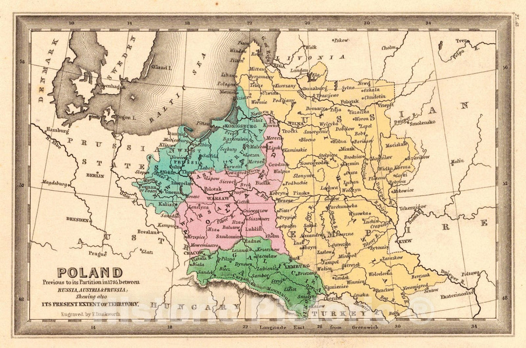 Historic Map : 1832 Poland : Vintage Wall Art