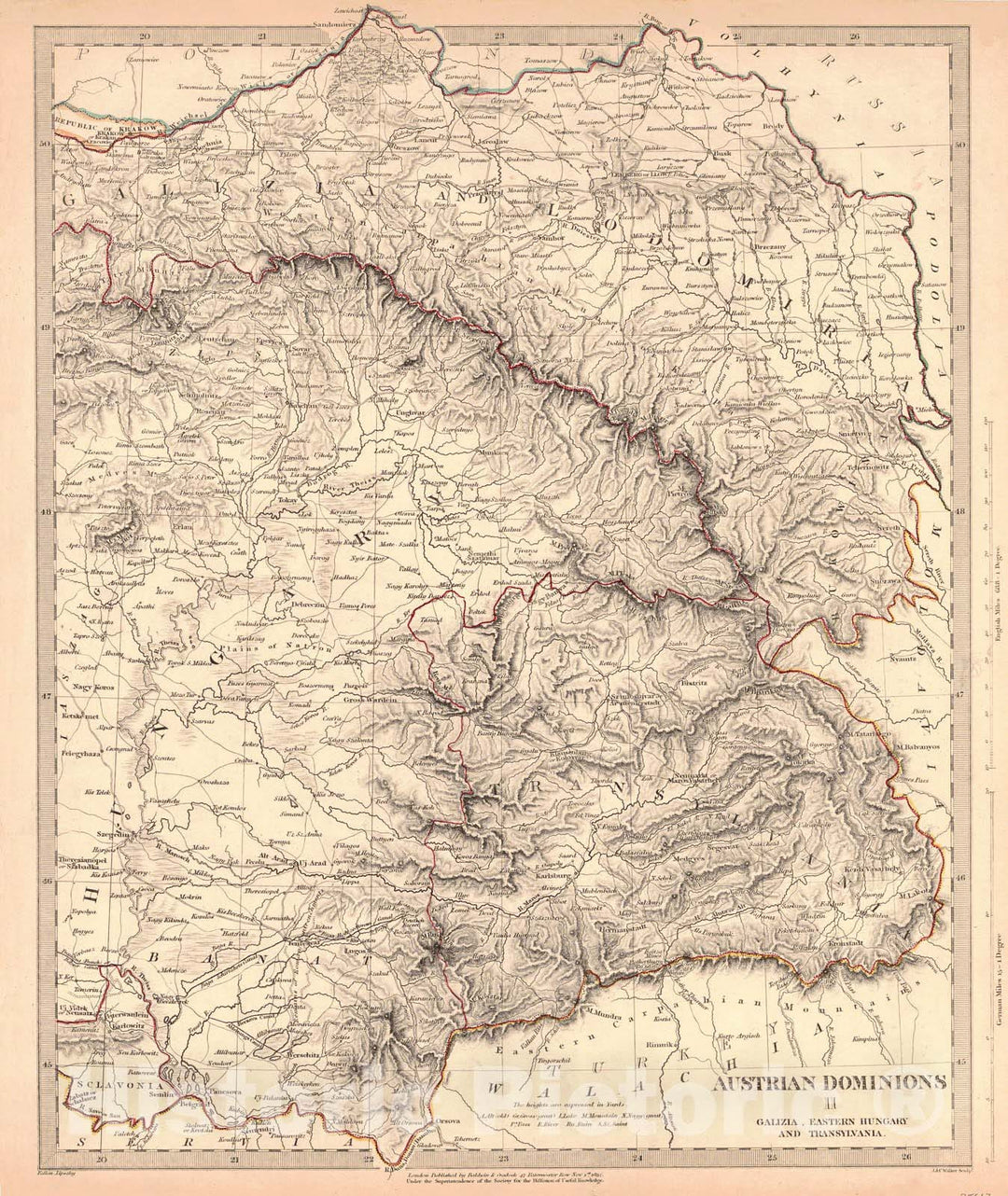 Historic Map : 1832 Austrian Dominions II: Galizia, Eastern Hungary, and Transylvania : Vintage Wall Art