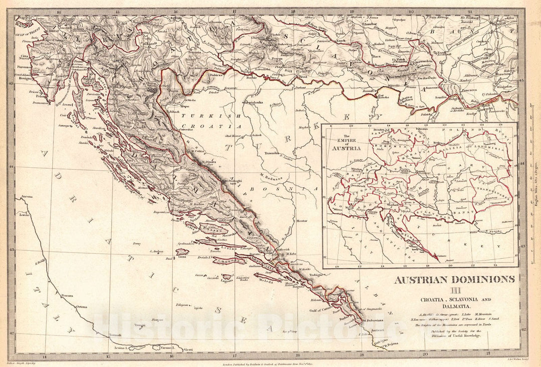 Historic Map : 1832 Austrian Dominions III: Croatia, Sclavonia, and Dalmatia : Vintage Wall Art