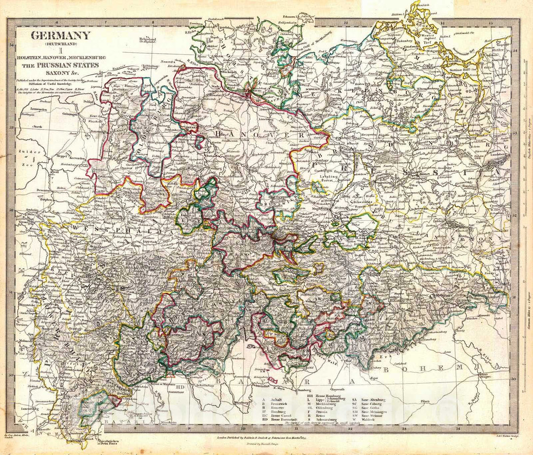 Historic Map : 1833 Germany : Vintage Wall Art