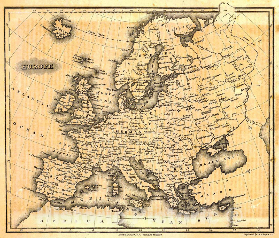 Historic Map : 1834 Europe : Vintage Wall Art