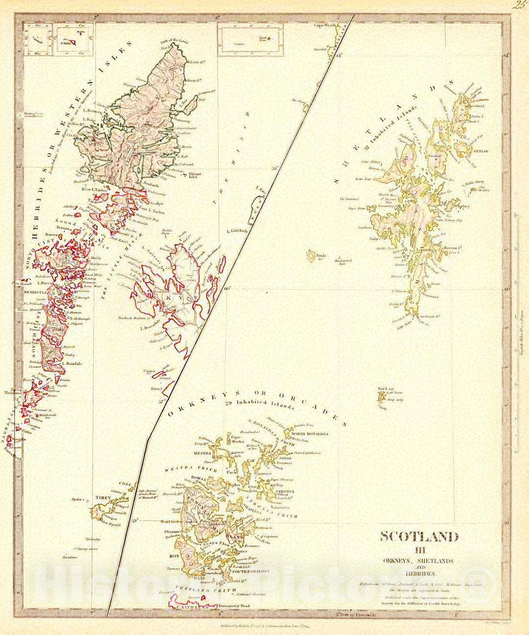 Historic Map : 1834 Scotland III - Orkneys, Shetlands and Hebrides : Vintage Wall Art