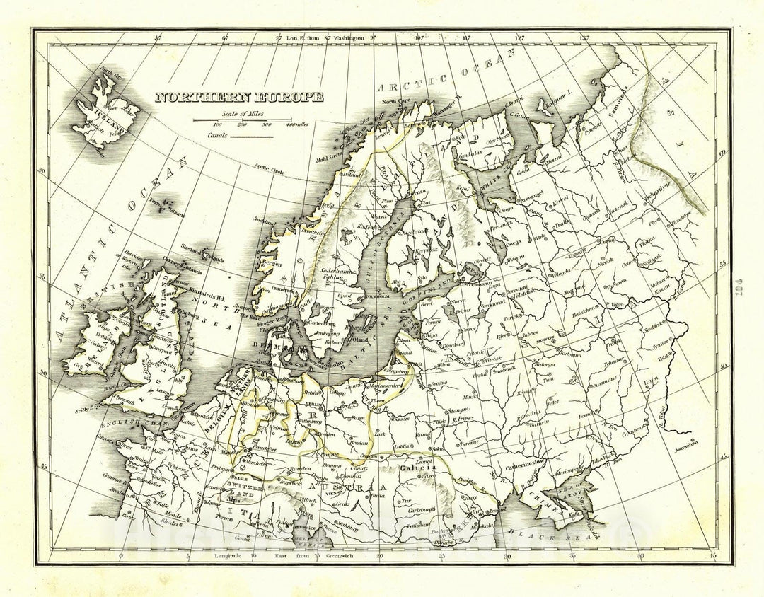 Historic Map : 1835 Northern Europe : Vintage Wall Art