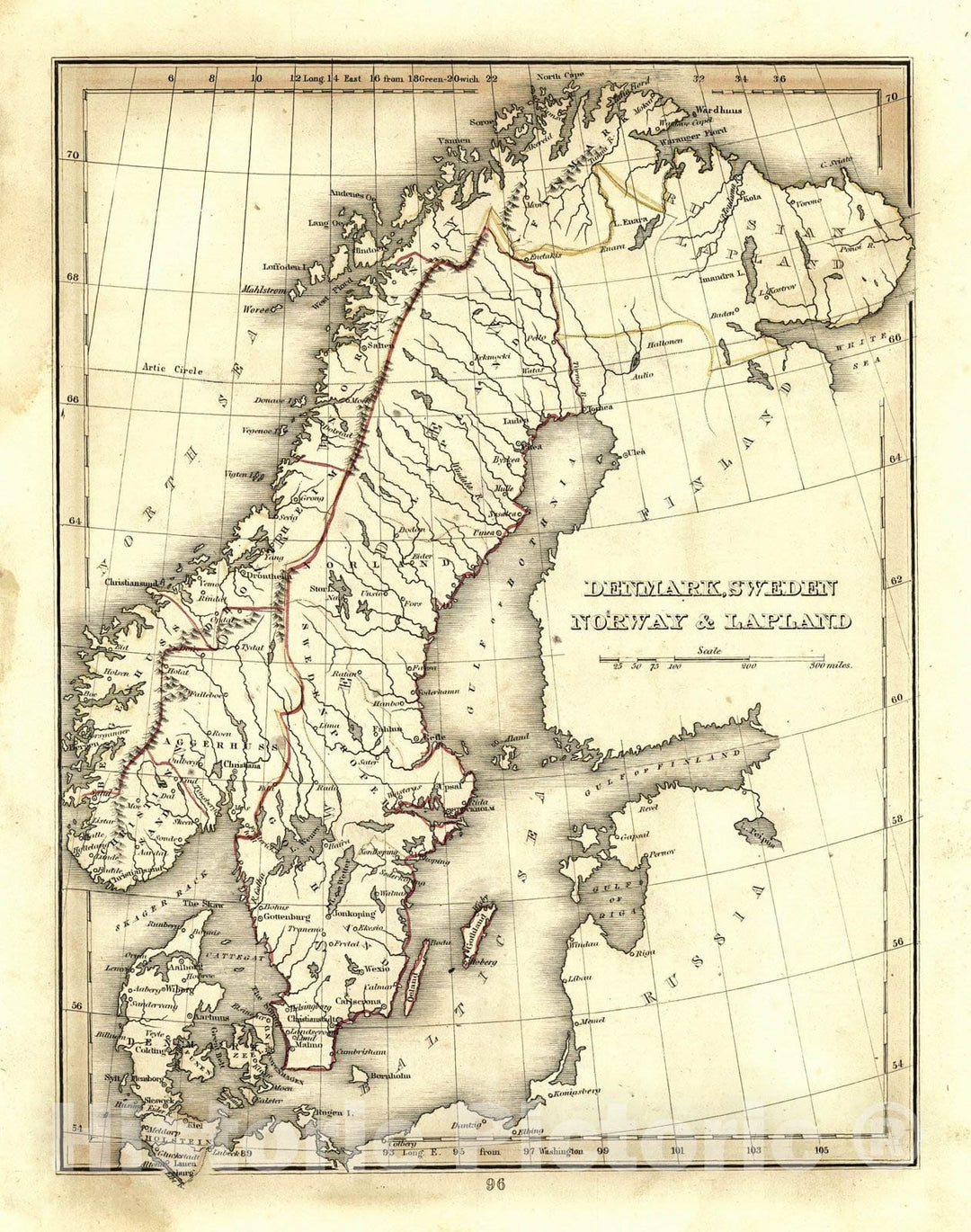 Historic Map : 1835 Denmark, Sweden, Norway, and Lapland : Vintage Wall Art