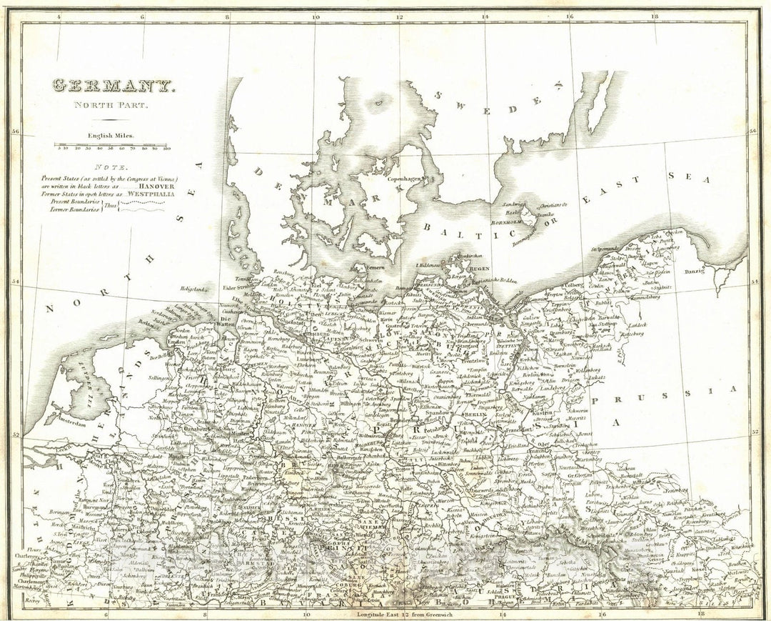 Historic Map : 1836 Germany (North and South) : Vintage Wall Art