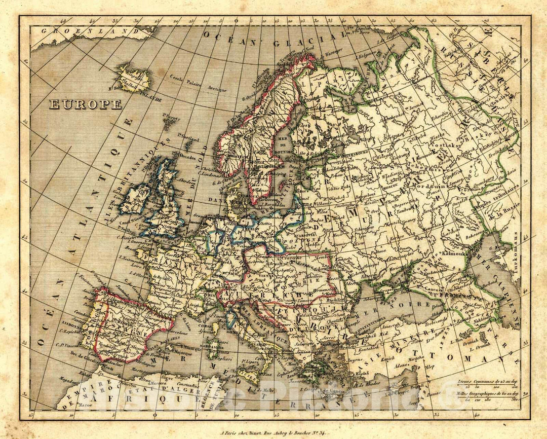 Historic Map : 1836 Europe : Vintage Wall Art