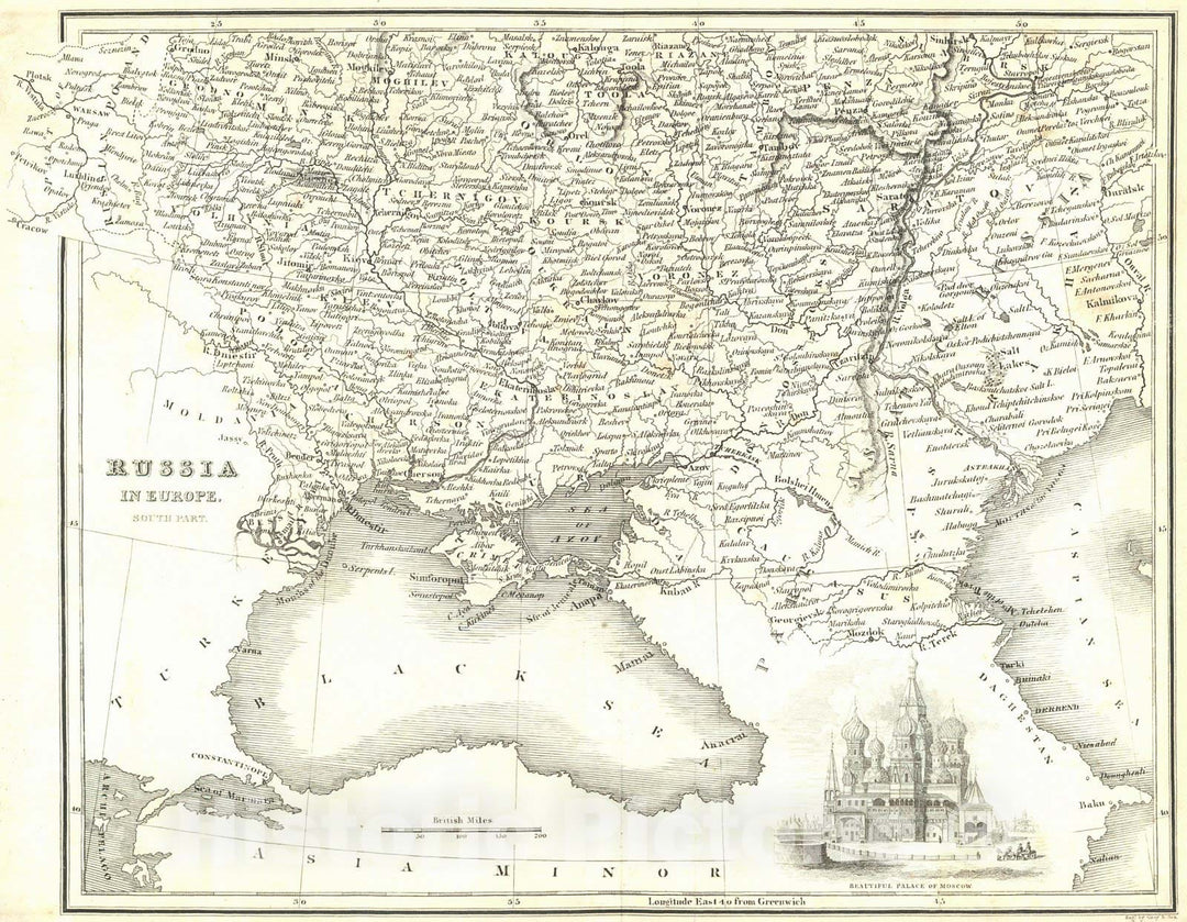 Historic Map : 1836 Russie d'Europe : Vintage Wall Art