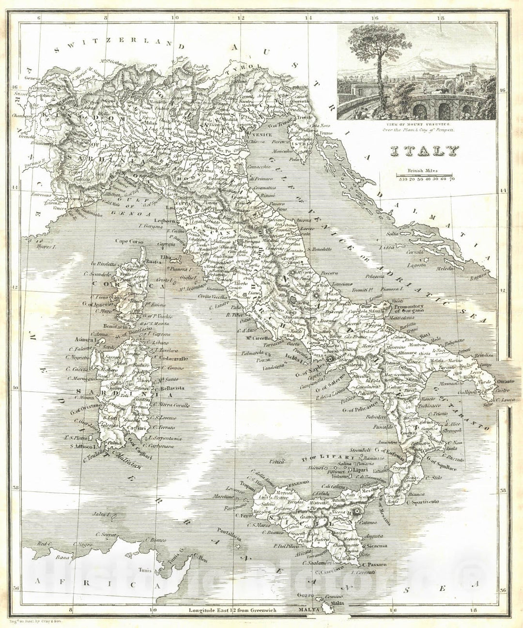 Historic Map : 1836 Italy : Vintage Wall Art