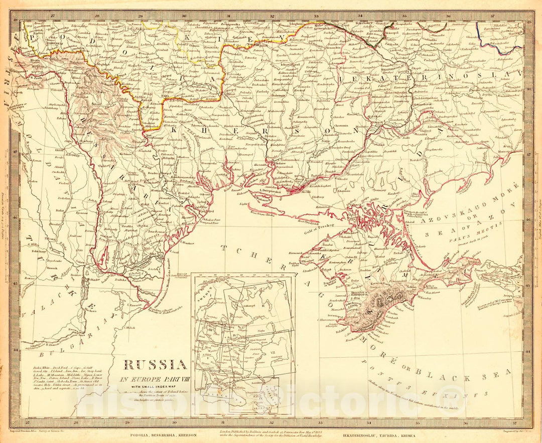 Historic Map : 1838 Russia in Europe Part VIII : Vintage Wall Art