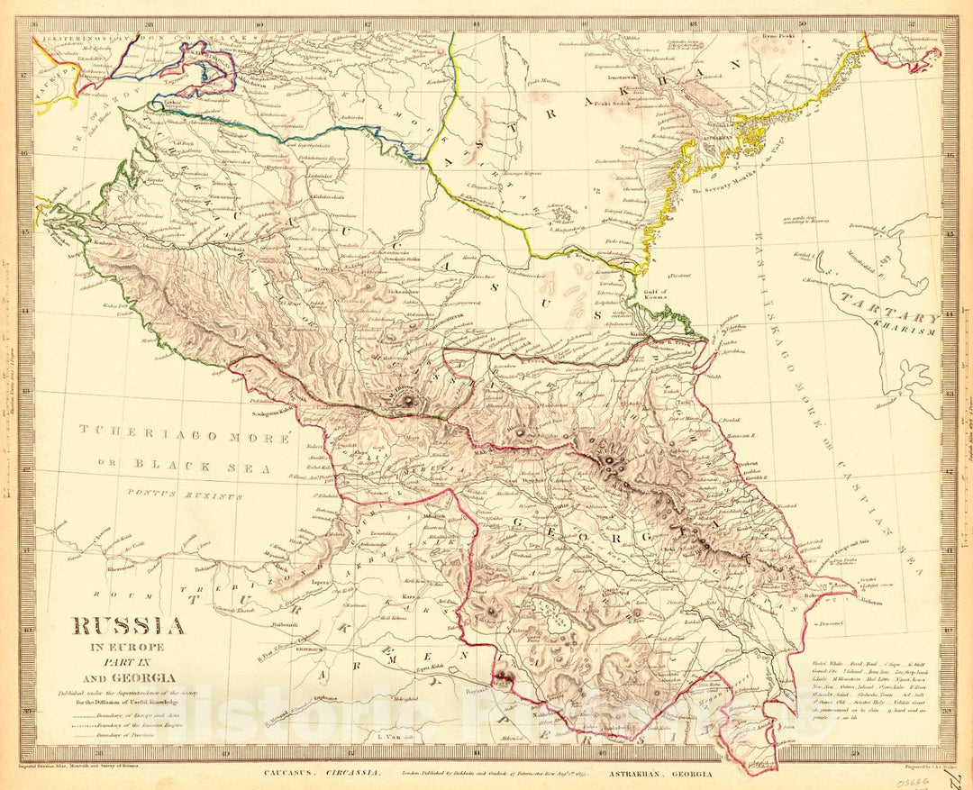 Historic Map : 1838 Russia in Europe Part IX and Georgia : Vintage Wall Art