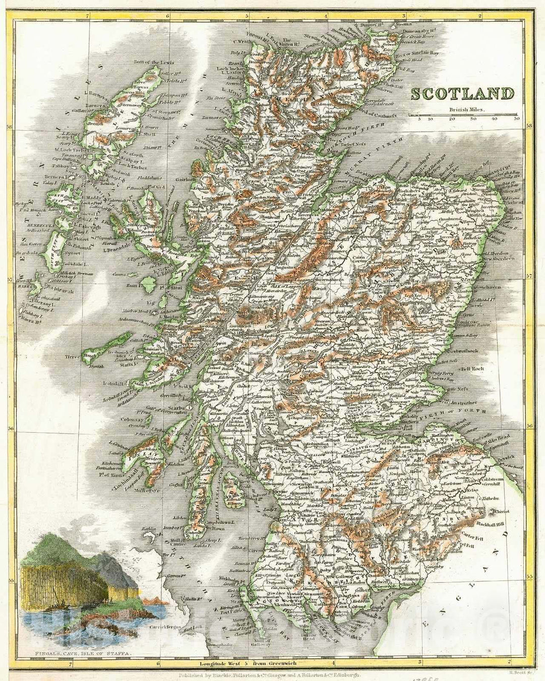 Historic Map : 1840 Scotland : Vintage Wall Art