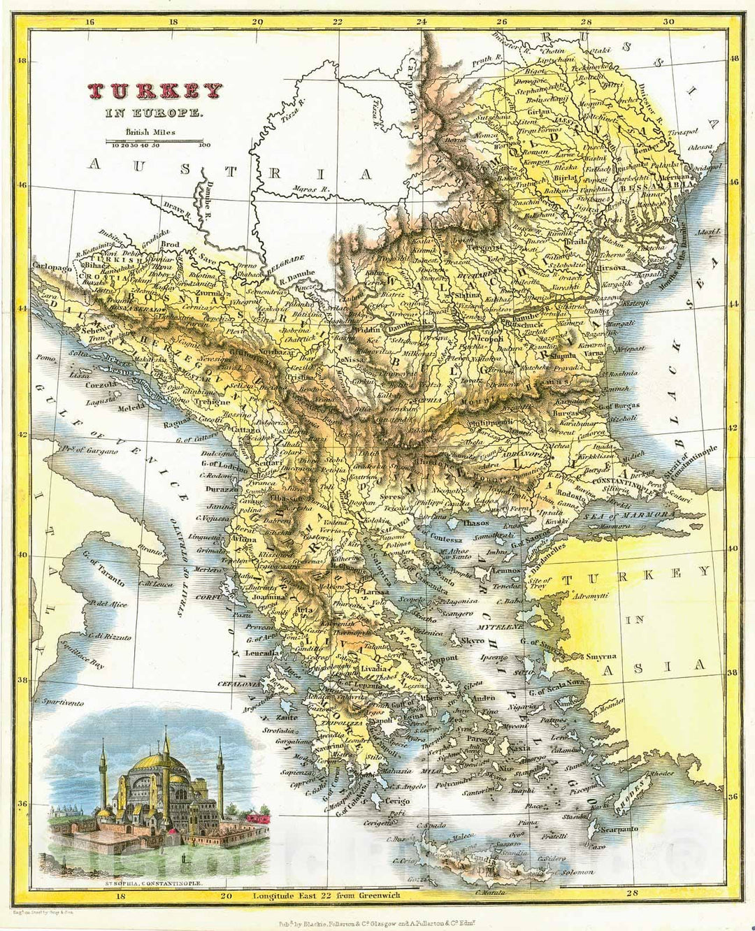 Historic Map : 1840 Turkey in Europe : Vintage Wall Art