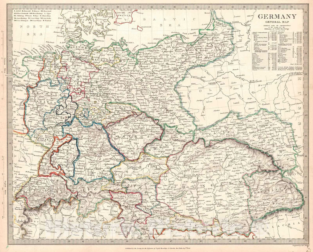 Historic Map : 1840 Germany : Vintage Wall Art