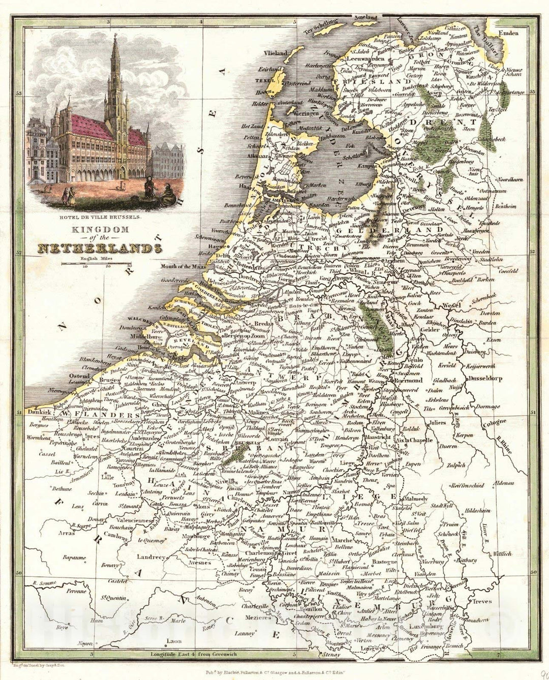 Historic Map : 1840 Kingdom of the Netherlands : Vintage Wall Art