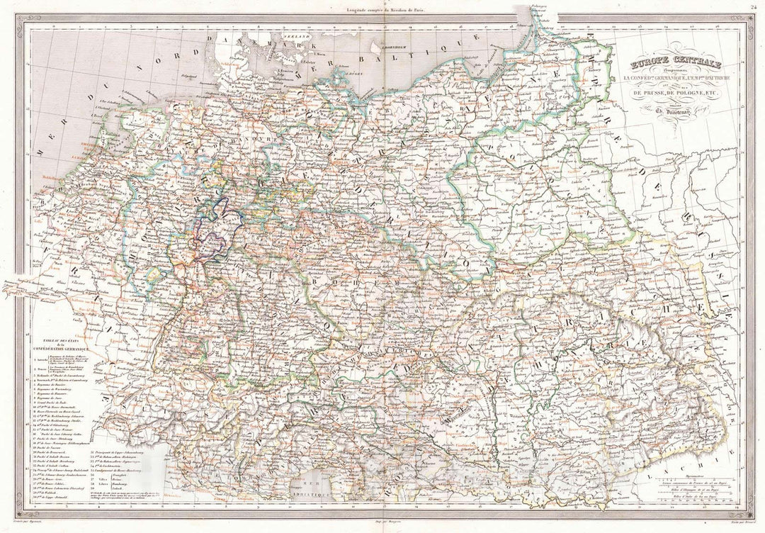 Historic Map : 1840 Europe Centrale : Vintage Wall Art