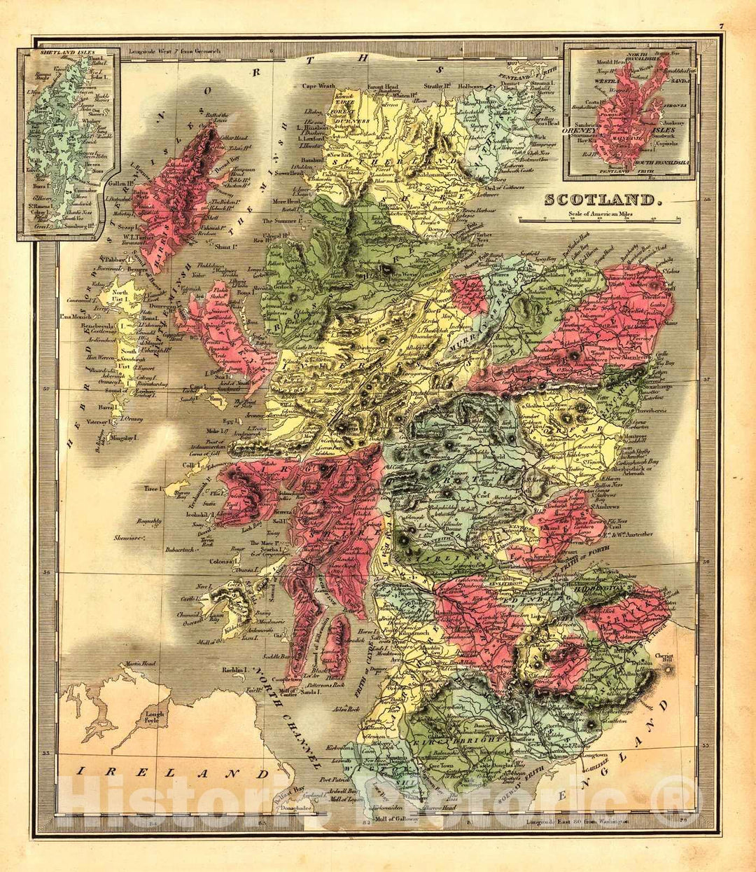 Historic Map : 1840 Scotland : Vintage Wall Art