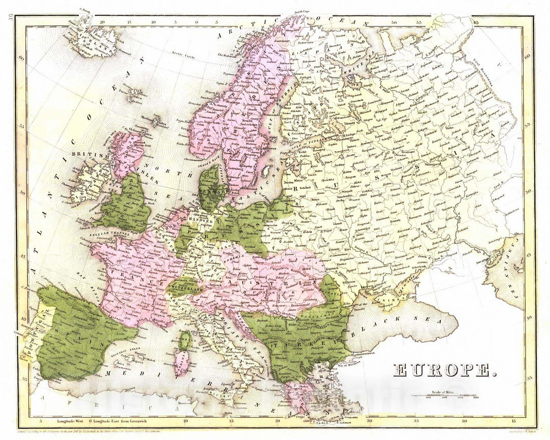 Historic Map : 1841 Europe : Vintage Wall Art