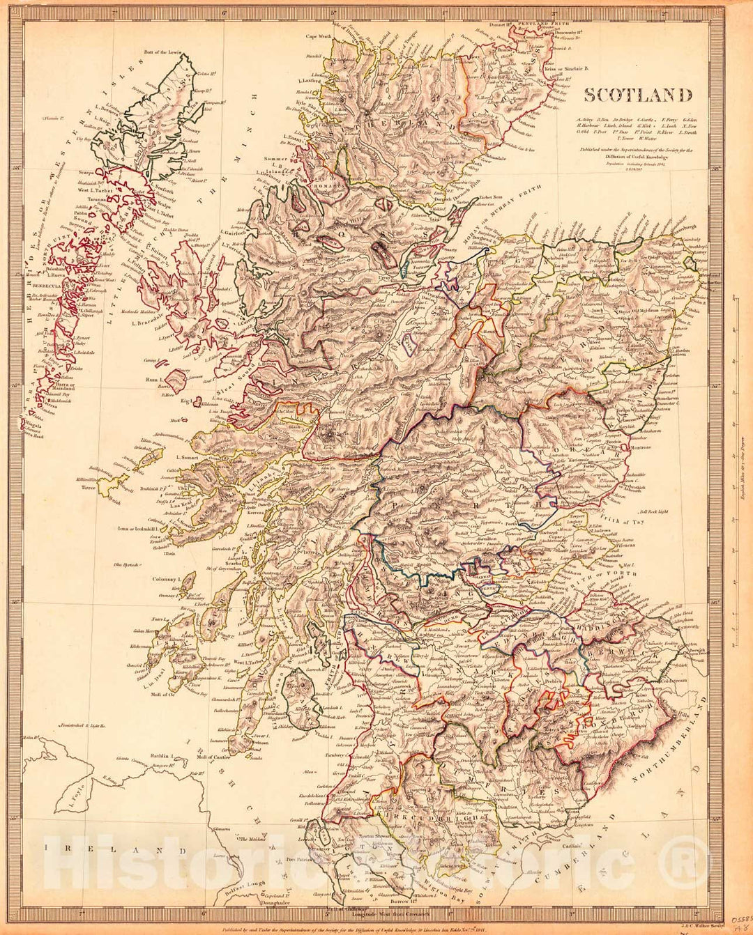 Historic Map : 1841 Scotland : Vintage Wall Art