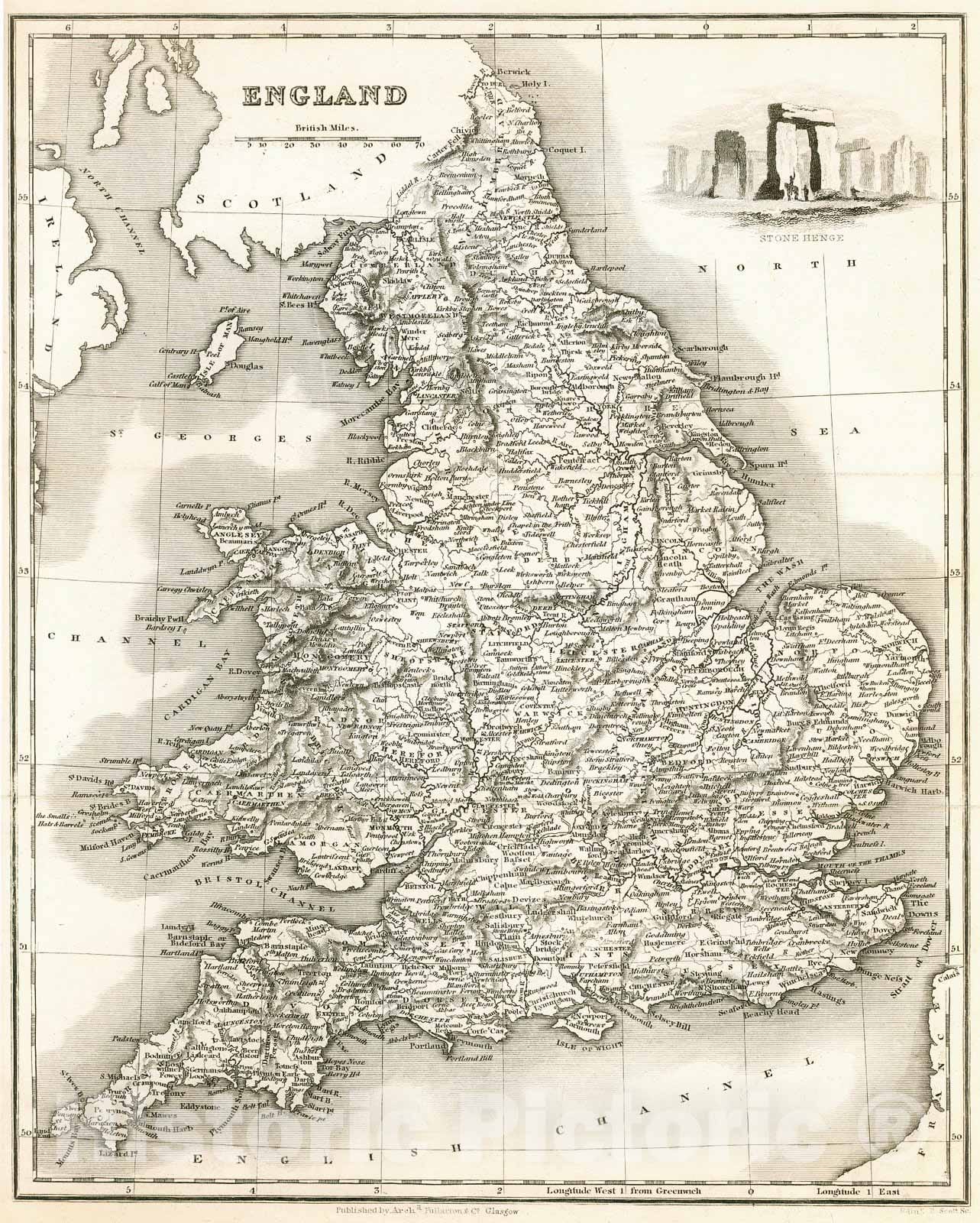 Historic Map : 1841 England : Vintage Wall Art