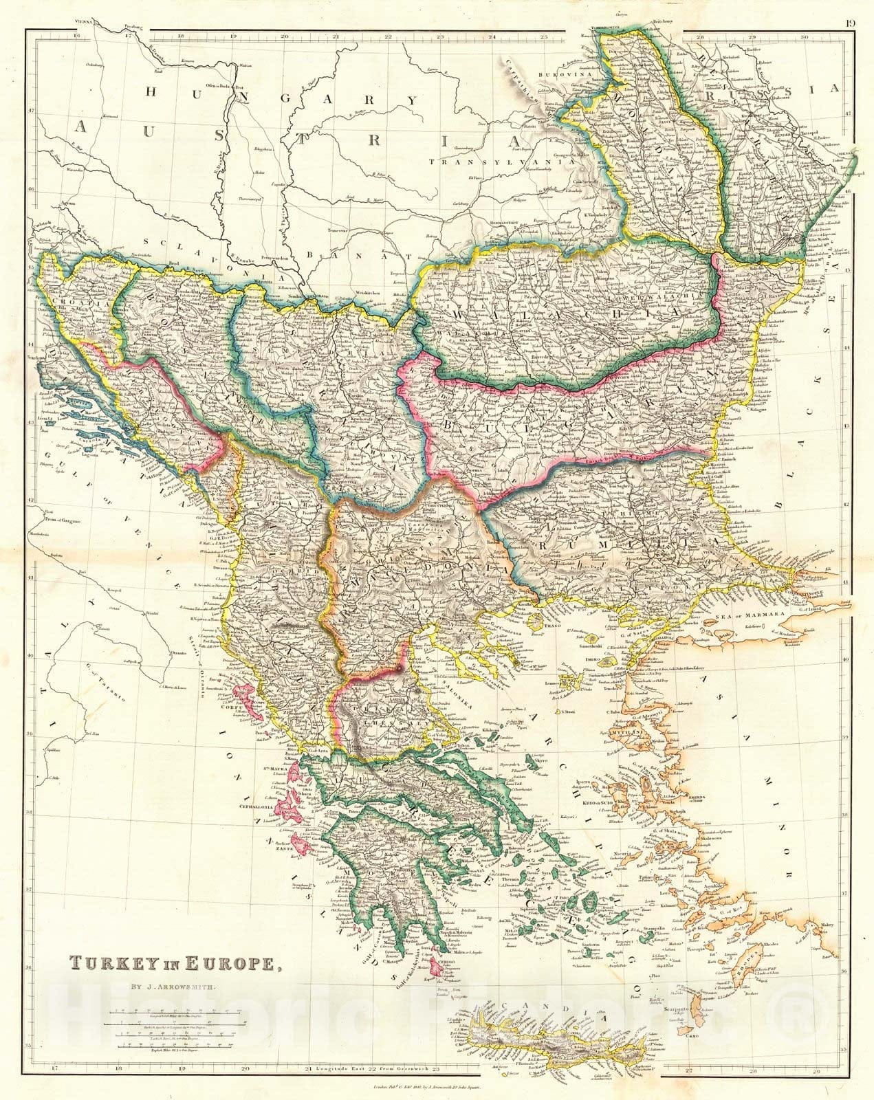 Historic Map : 1842 Turkey in Europe : Vintage Wall Art