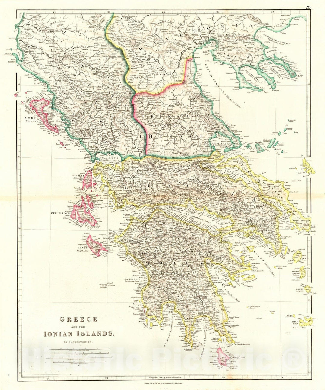 Historic Map : 1842 Greece and the Ionian Islands : Vintage Wall Art