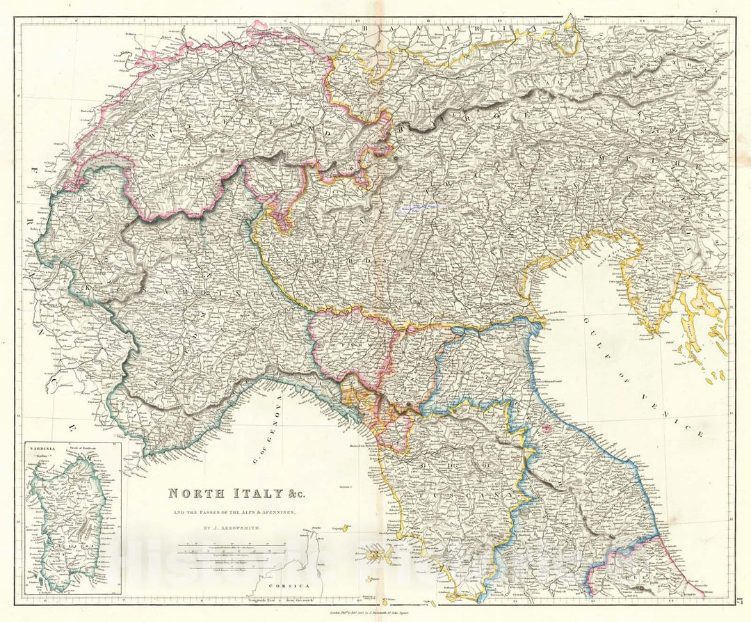 Historic Map : 1842 North Italy : Vintage Wall Art