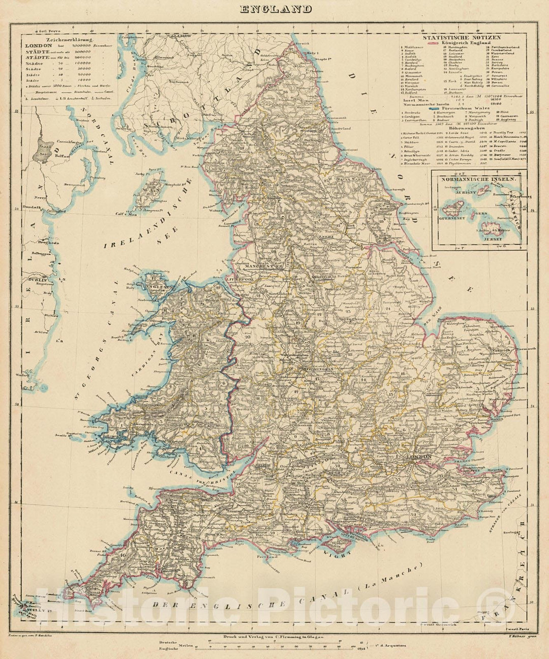 Historic Map : 1847 England : Vintage Wall Art