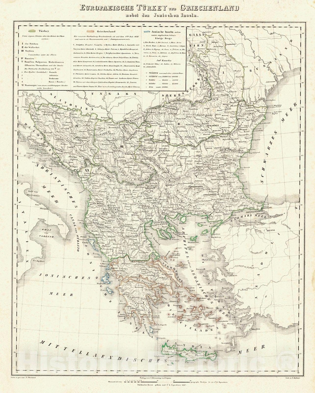 Historic Map : 1847 Europaeische Turkey und Griechenland : Vintage Wall Art