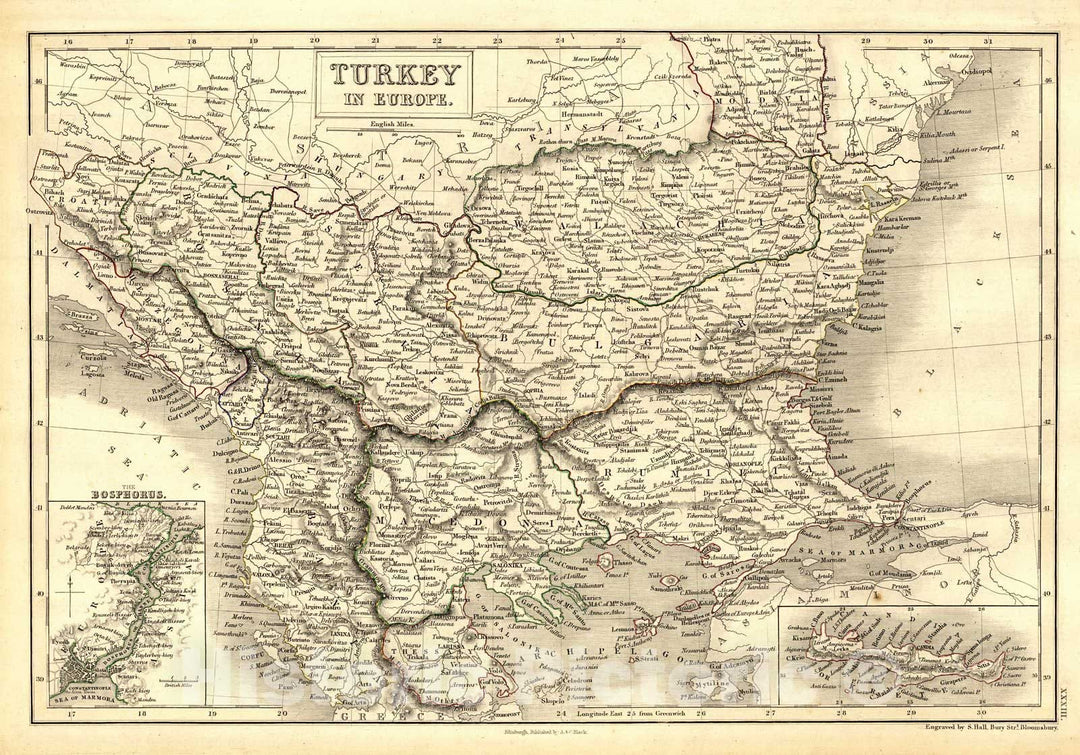 Historic Map : 1847 Turkey in Europe : Vintage Wall Art