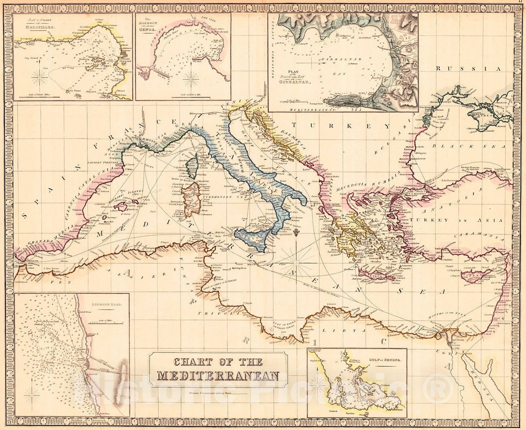 Historic Map : 1848 Chart of the Mediterranean : Vintage Wall Art