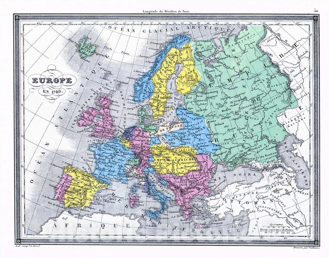 Historic Map : 1850 Europe en 1789 : Vintage Wall Art