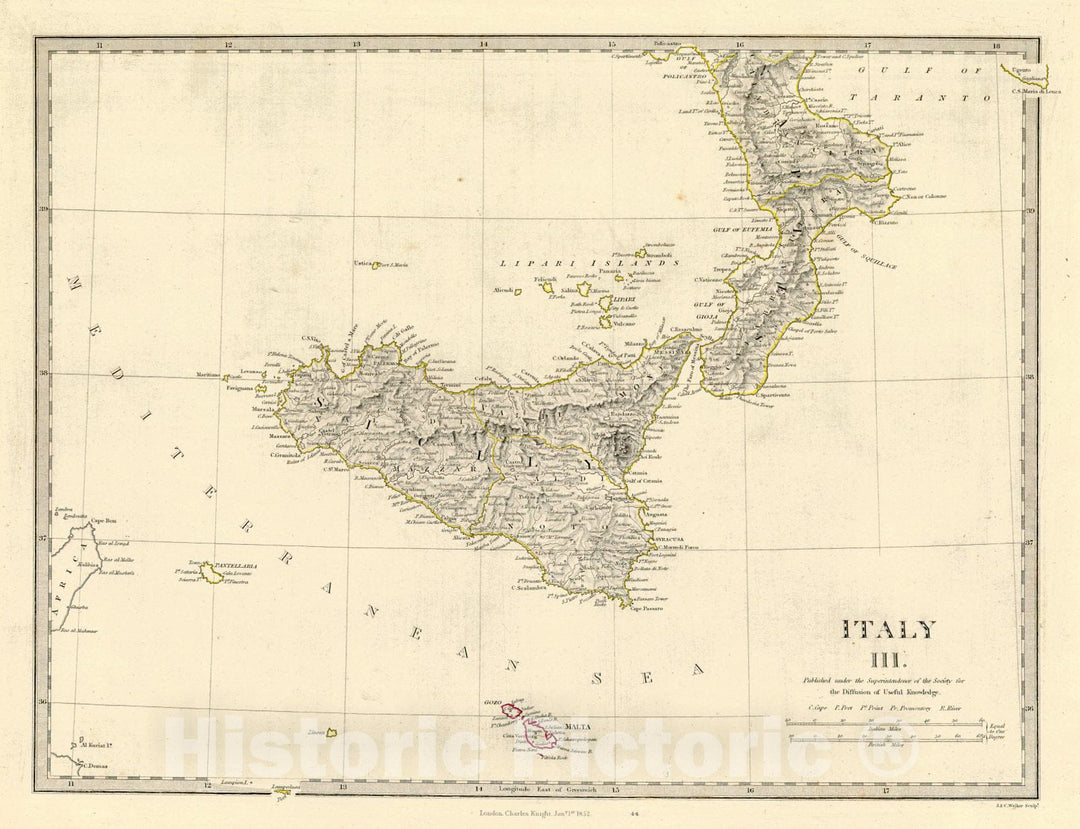 Historic Map : 1852 Italy III : Vintage Wall Art