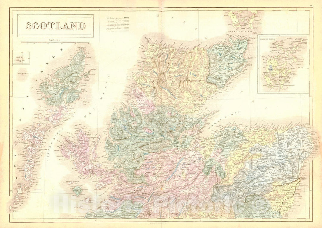 Historic Map : 1854 Scotland (Northern Part) : Vintage Wall Art