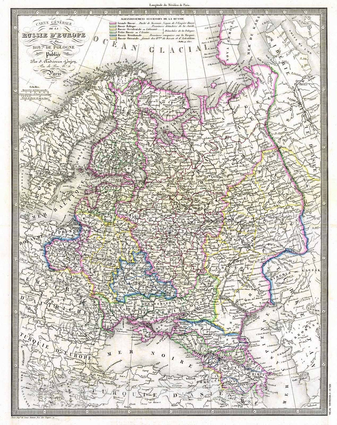 Historic Map : 1855 Carte Generale de la Russie d' Europe : Vintage Wall Art