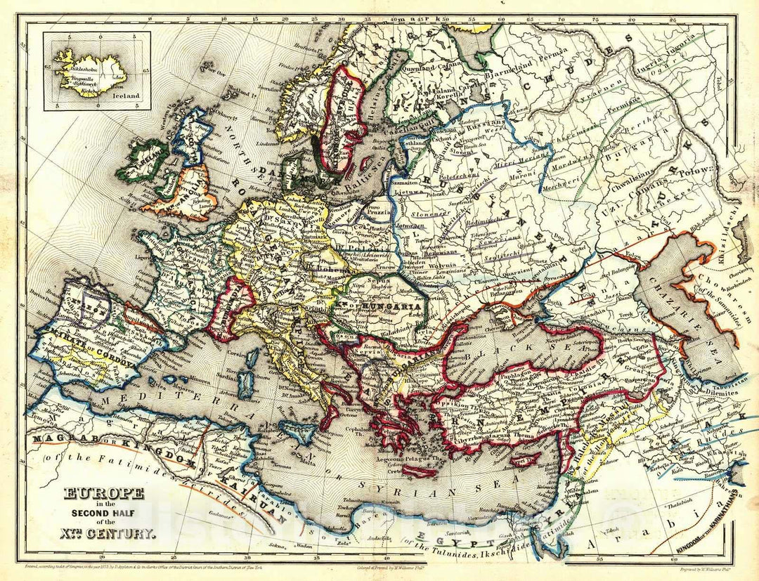 Historic Map : 1855 Europe in the Second Half of the Xth Century : Vintage Wall Art