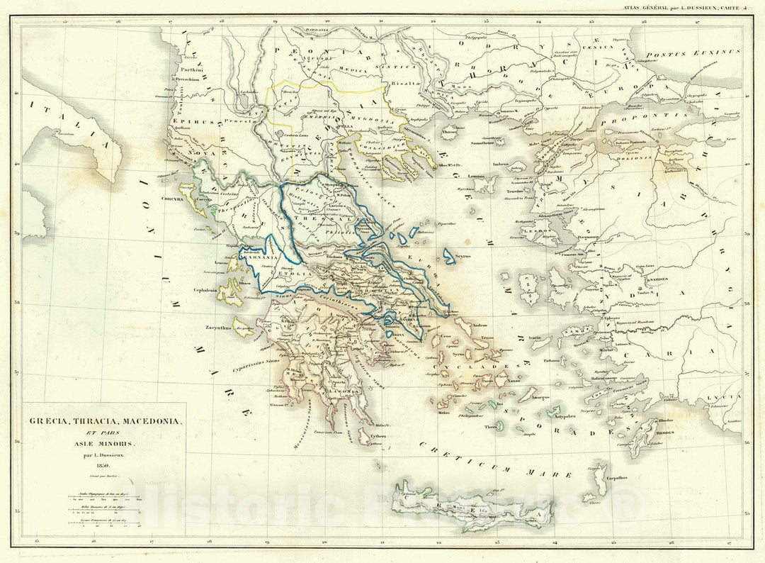 Historic Map : 1856 Grecia, Thracia, Macedonia et pars Asie Minoris, 1850 : Vintage Wall Art