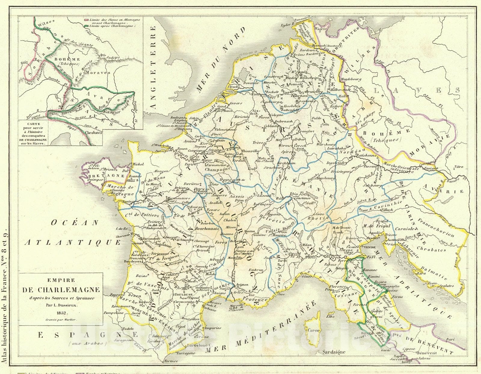 Historic Map : 1856 Empire De Charlemagne d'apres les Sources et Sprunner : Vintage Wall Art