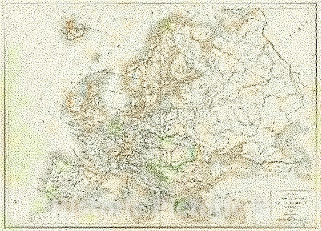 Historic Map : 1856 Carte Physique et Politique de L'Europe  : Vintage Wall Art