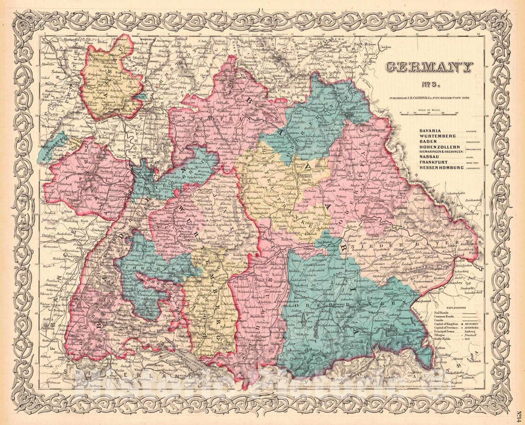 Historic Map : 1856 Germany No. 3 : Vintage Wall Art