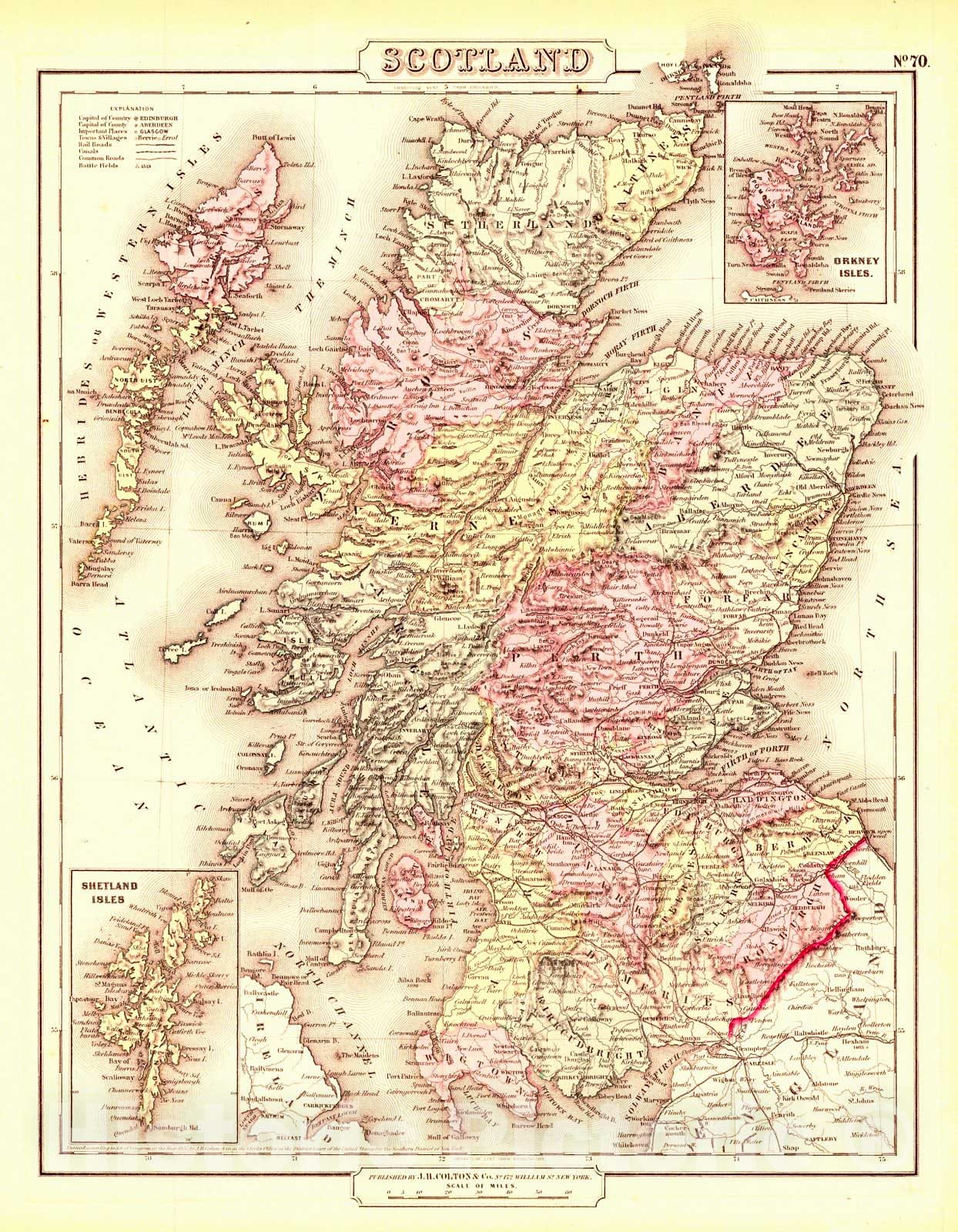 Historic Map : 1857 Scotland : Vintage Wall Art