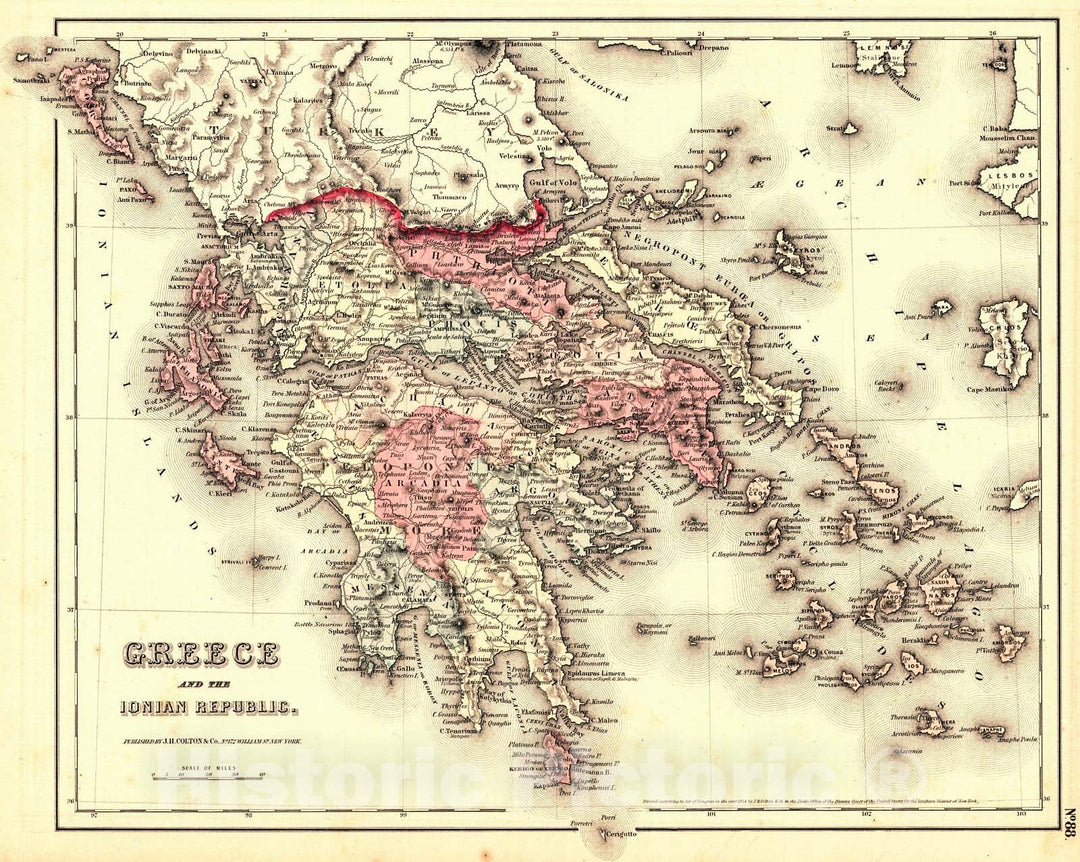 Historic Map : 1857 Greece and the Ionian Republic : Vintage Wall Art