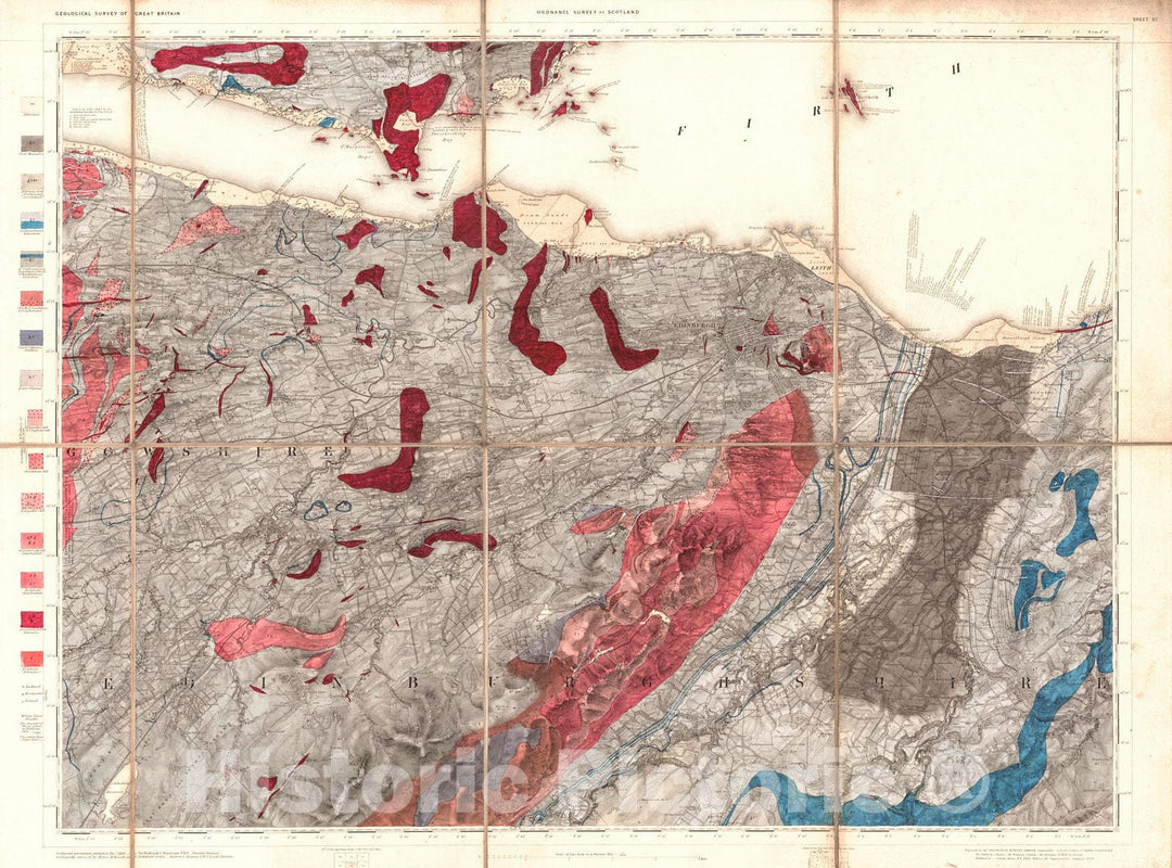 Historic Map : 1858 Ordnance Survey of Scotland - Environs of Edinburgh : Vintage Wall Art