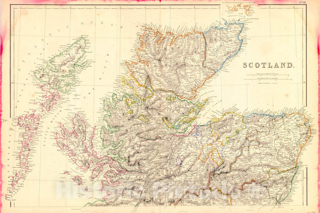 Historic Map : 1860 Scotland (Northern Part) : Vintage Wall Art