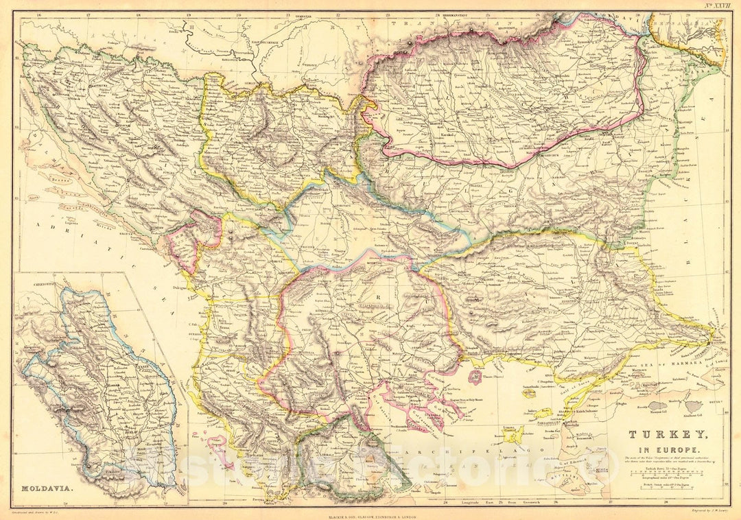 Historic Map : 1860 Turkey in Europe : Vintage Wall Art