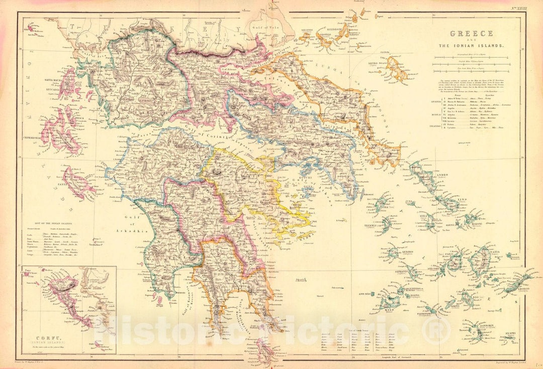 Historic Map : 1860 Greece and the Ionian Islands : Vintage Wall Art