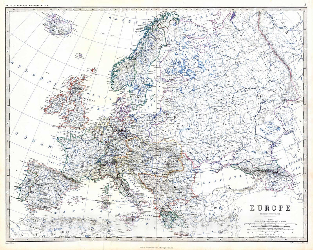 Historic Map : 1861 Europe : Vintage Wall Art