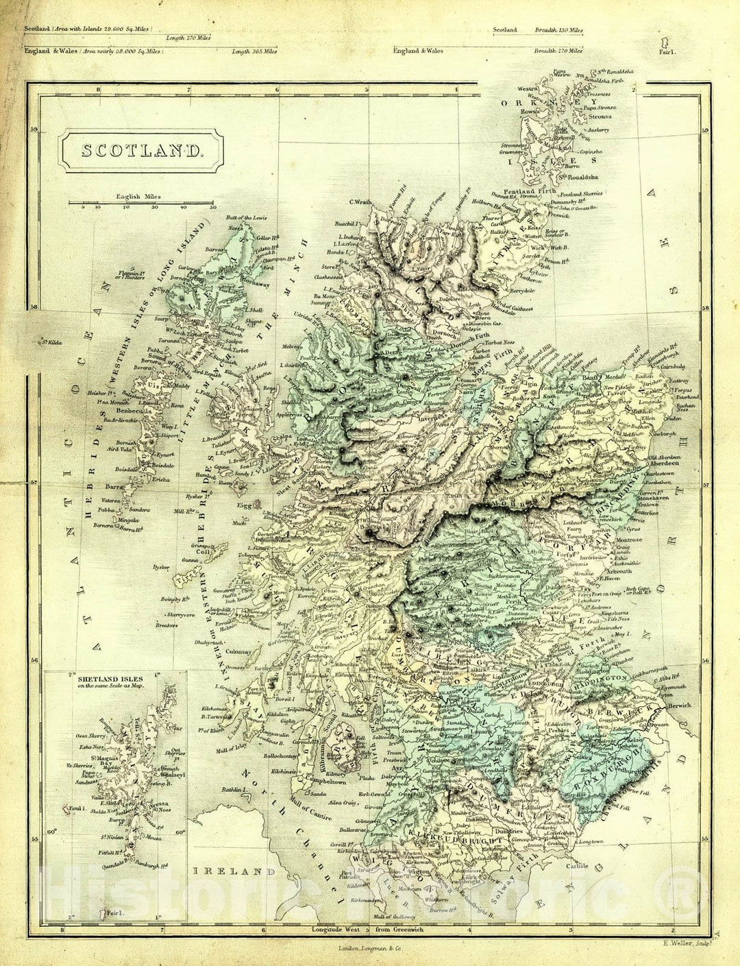 Historic Map : 1861 Scotland : Vintage Wall Art